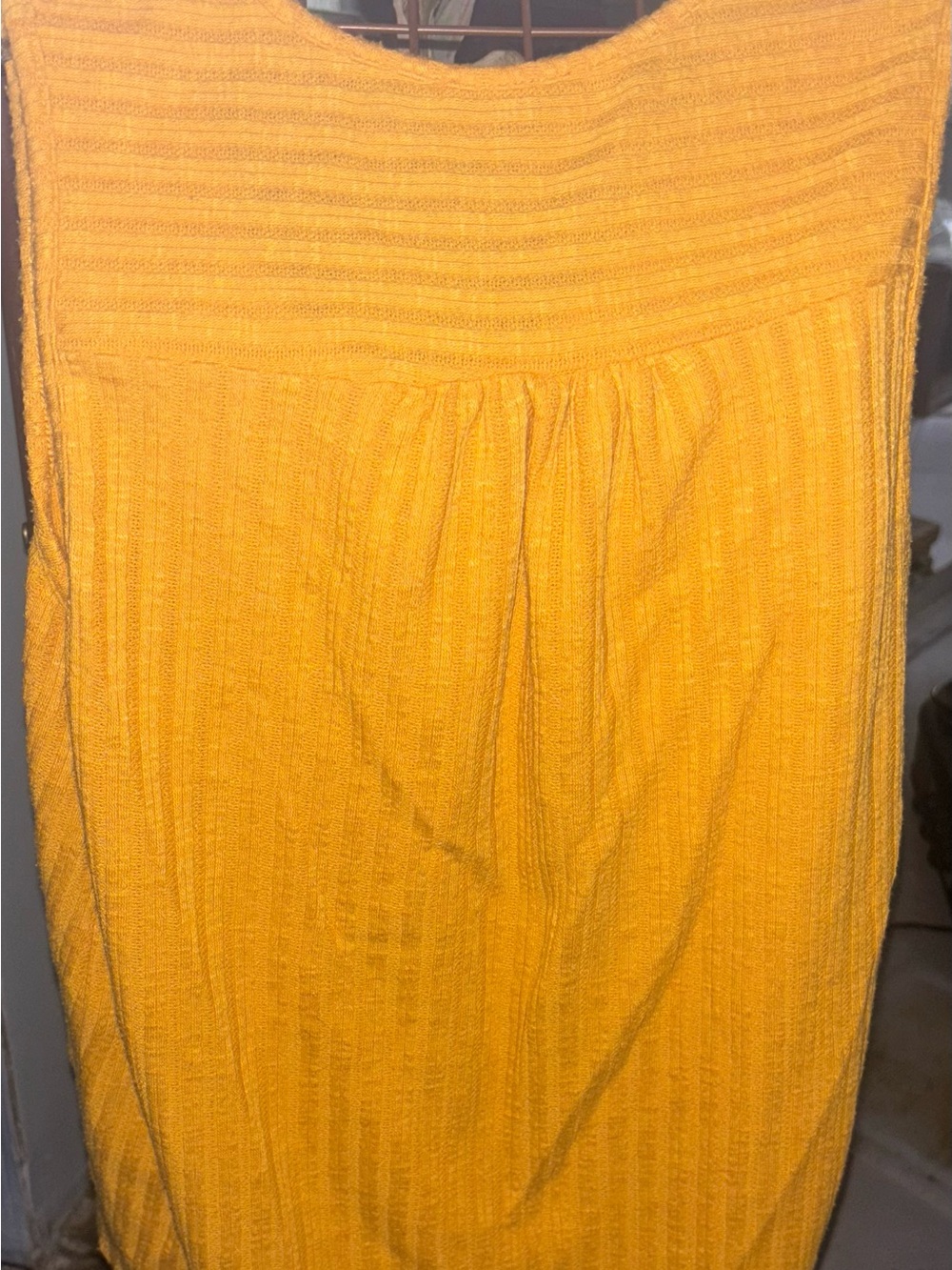 W5 Mustard Ribbed Button-Front Tank Top - Picture 2 of 2
